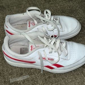 white with red detail reebok classics